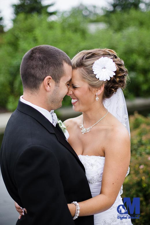 photographing the happy bride and groom