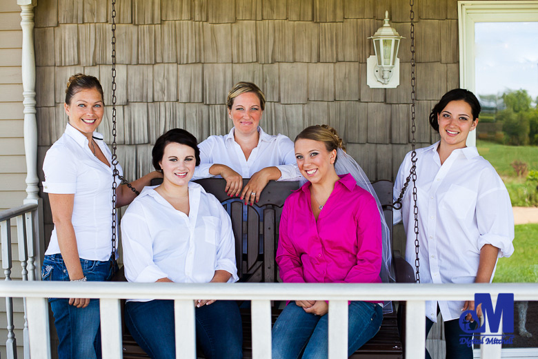 photograph of wedding bride and bridesmaids